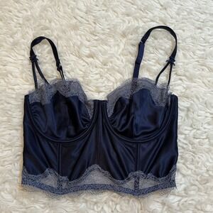 Victoria's Secret Navy Lace Trim Crop Top